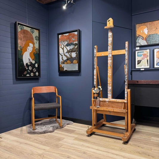 paysage japonisant tableau original Lalou Kraffe, atelier KLE Auray