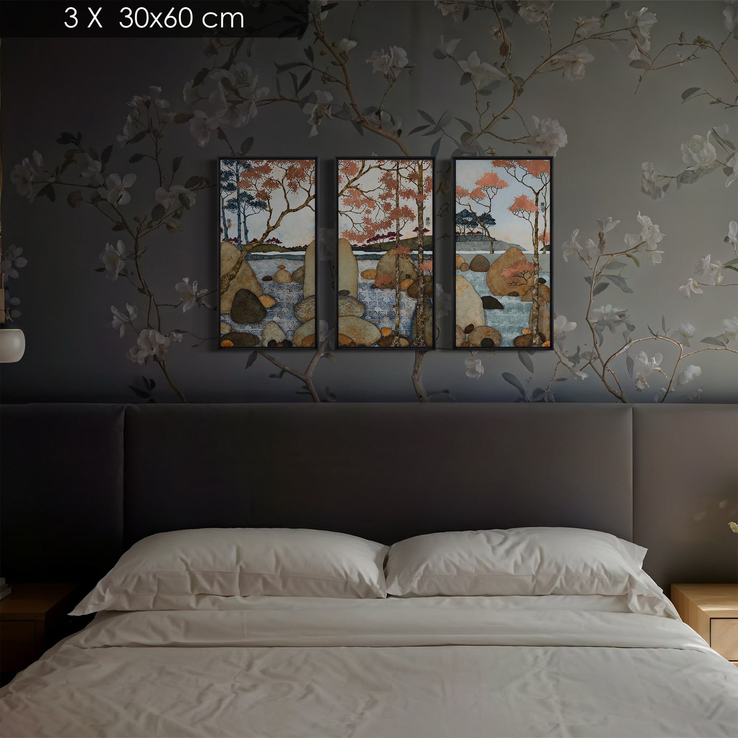 triptyque japonisme et nature bretonne 30*60 et 40*80
