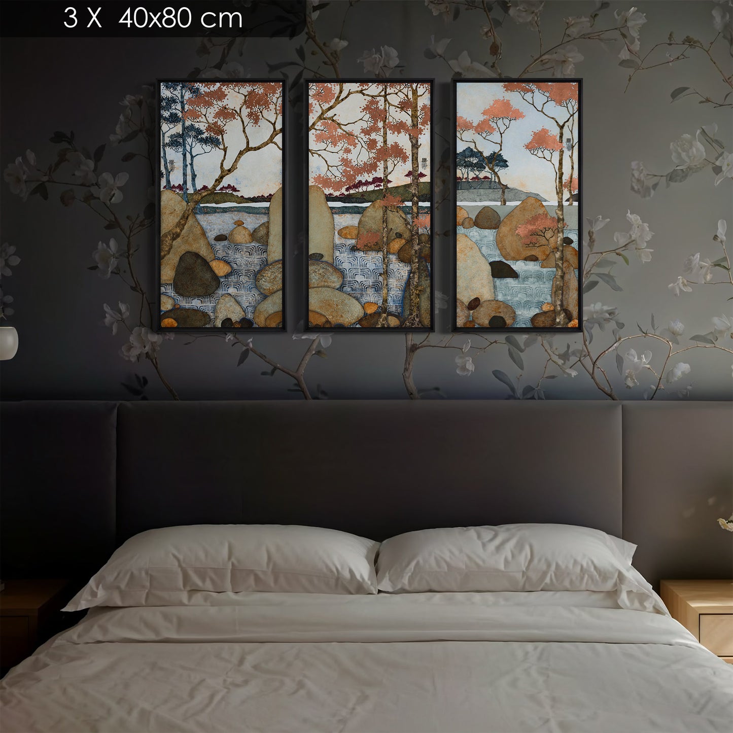 triptyque japonisme et nature bretonne 30*60 et 40*80