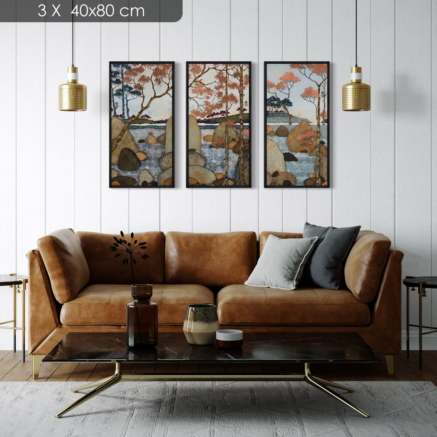 triptyque japonisme et nature bretonne 30*60 et 40*80
