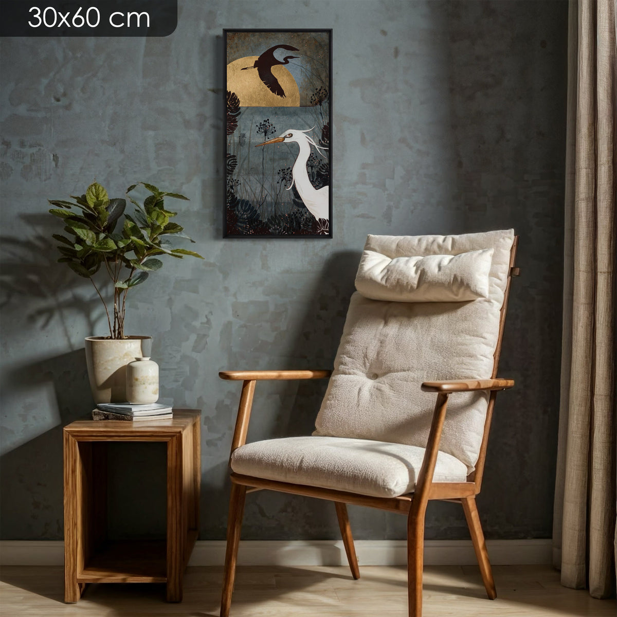 Nature et aigrette, artiste féminine, peinture japonisante, japonisme, art déco, oiseaux figuratifs