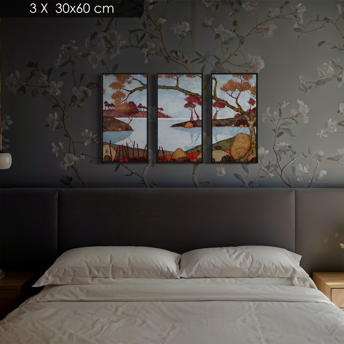 Paysages japonisants, triptyque, figuratif, paysage breton, estampe japonaise, japonisme, artiste française contemporaine, Bretagne et Normandie