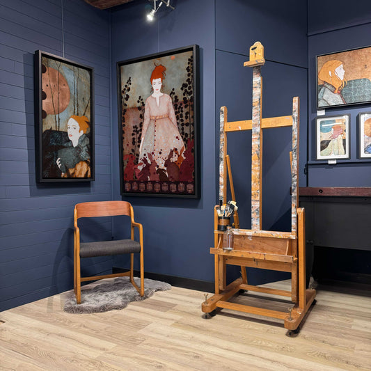 Portrait de femme, artiste femme, arts décoratifs, sécession viennoise, œuvre originale, rêverie et poésie , Normandie et Bretagne, peinture originale