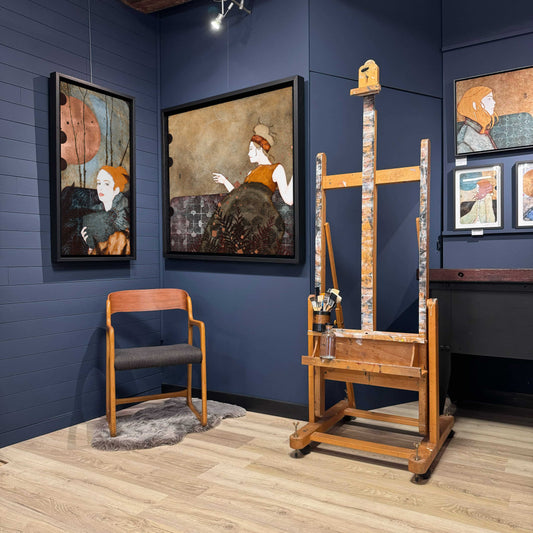 Portrait, peinture originale, délicat et féminin, poésie et modernité, galerie KLE, Lalou Kraffe, Bretagne, Normandie