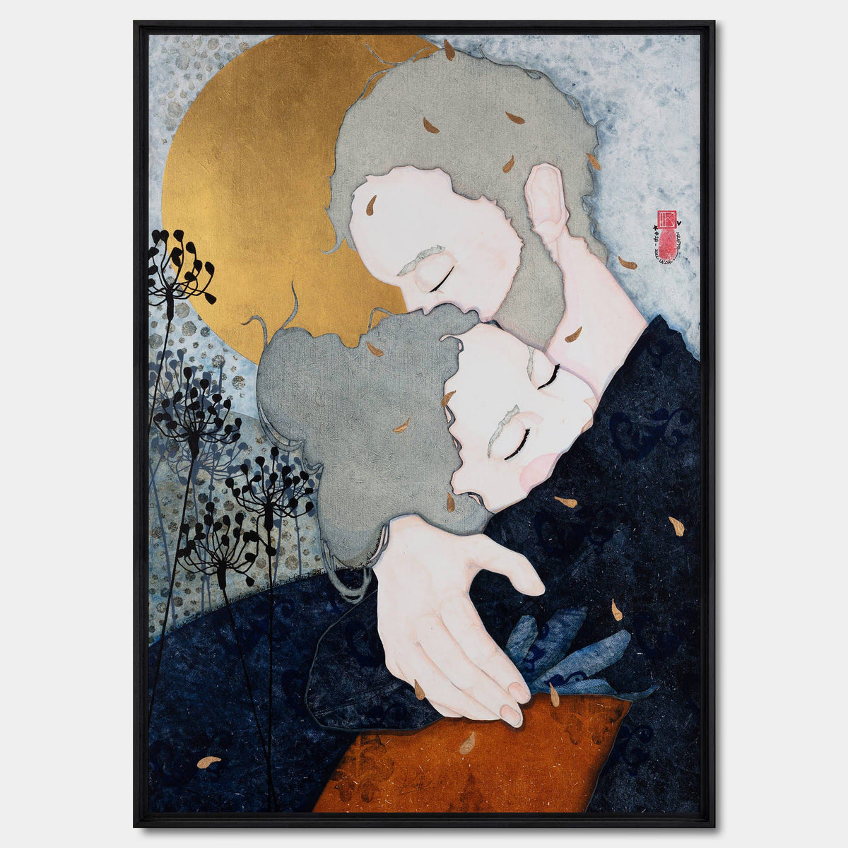 Amoureux, portraits, amour, douceur et poésie, couple de Lalou Kraffe à la Galerie KLE à Auray, Honfleur et Pont-Aven