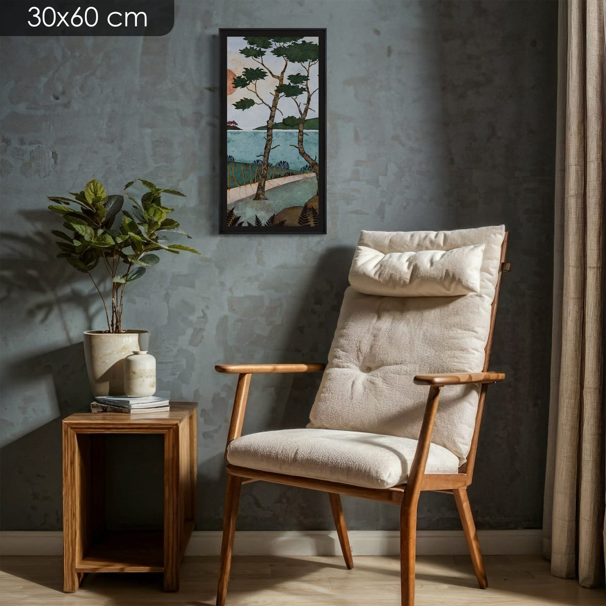 Triptyque 4B — édition d’art signée 30 × 60 cm de Lalou Kraffe — simulation du tirage avec cadre noir