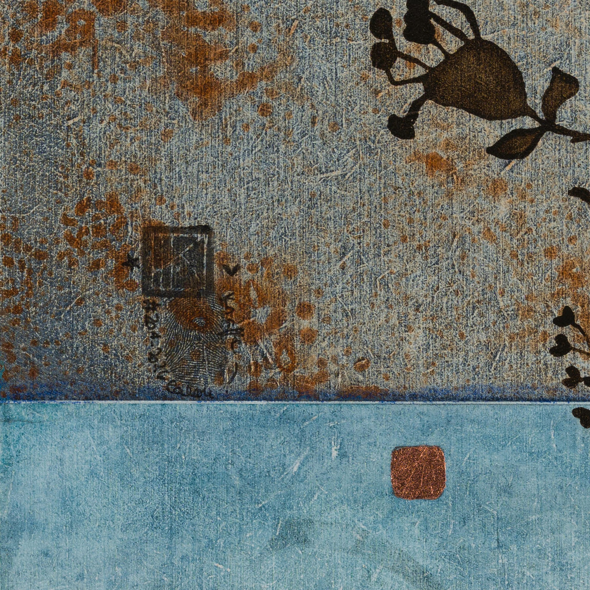 Heureuse, à pas de velours — diptyque original 55 × 75 et 25 × 75 cm en caisses américaines XL noires — original signature feuillage — Lalou Kraffe