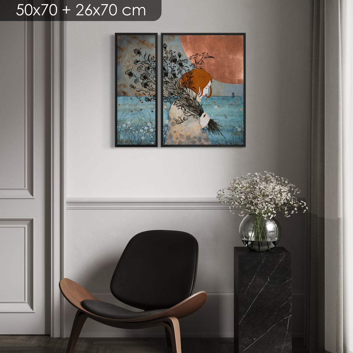 Heureuse, à pas de velours — série limitée numérotée en caisse américaine Madison noire — serie limitee diptyque simulation 4 — Lalou Kraffe