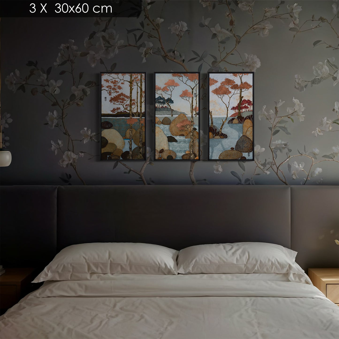 Paysage japonisant en triptyque