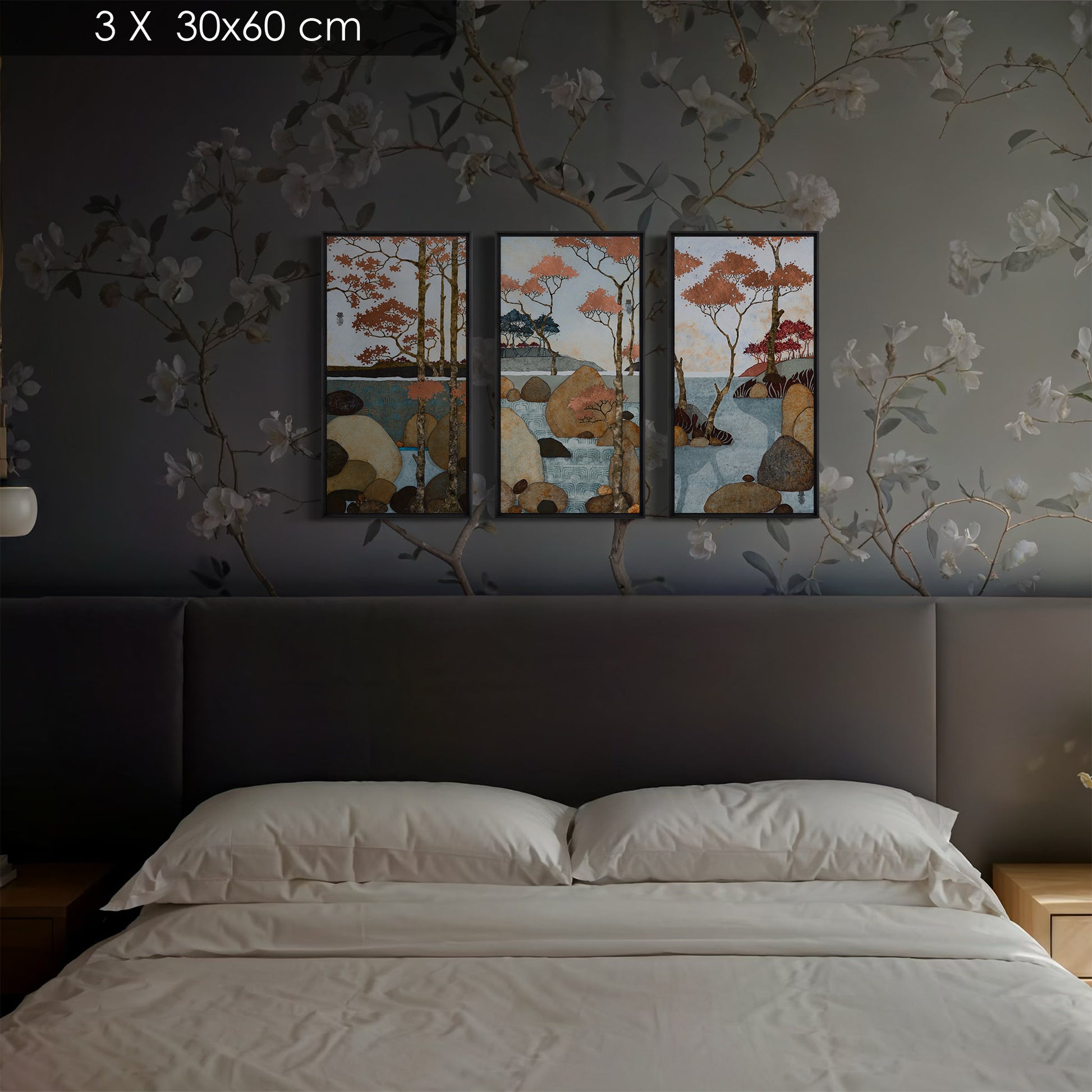 Paysage japonisant en triptyque