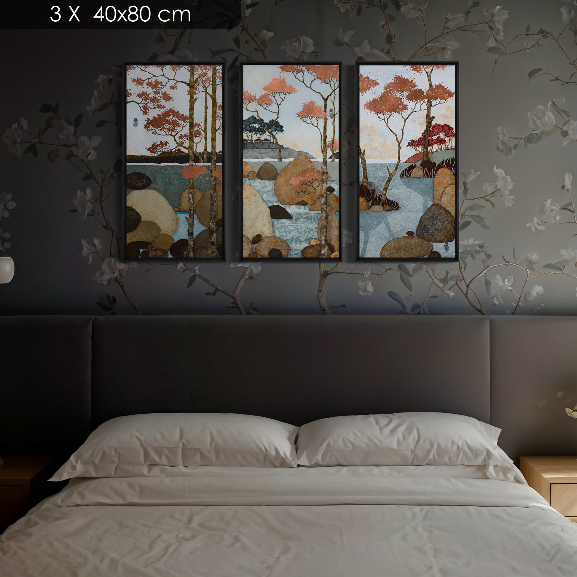 Paysage japonisant en triptyque