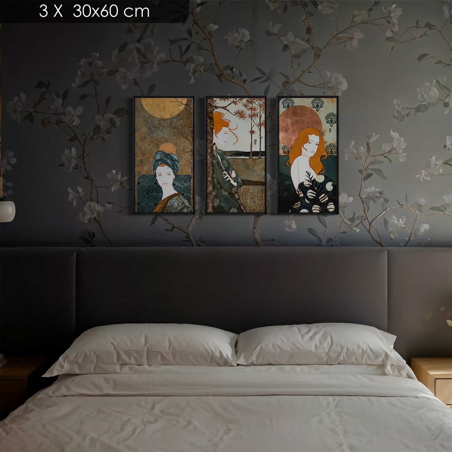 Triptyque lalou_kraffe_portrait_feminin 30*60 et 40*80