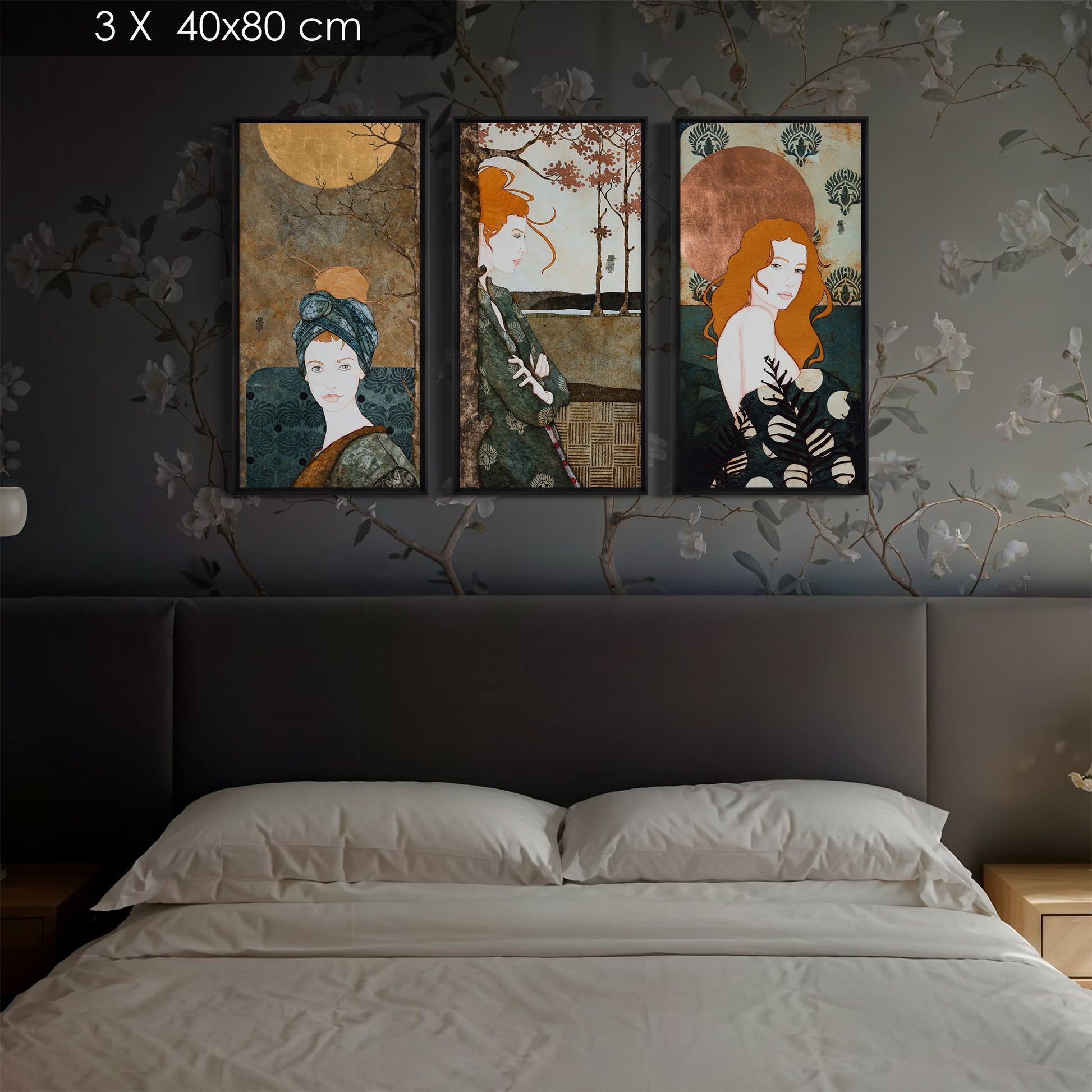Triptyque lalou_kraffe_portrait_feminin 30*60 et 40*80
