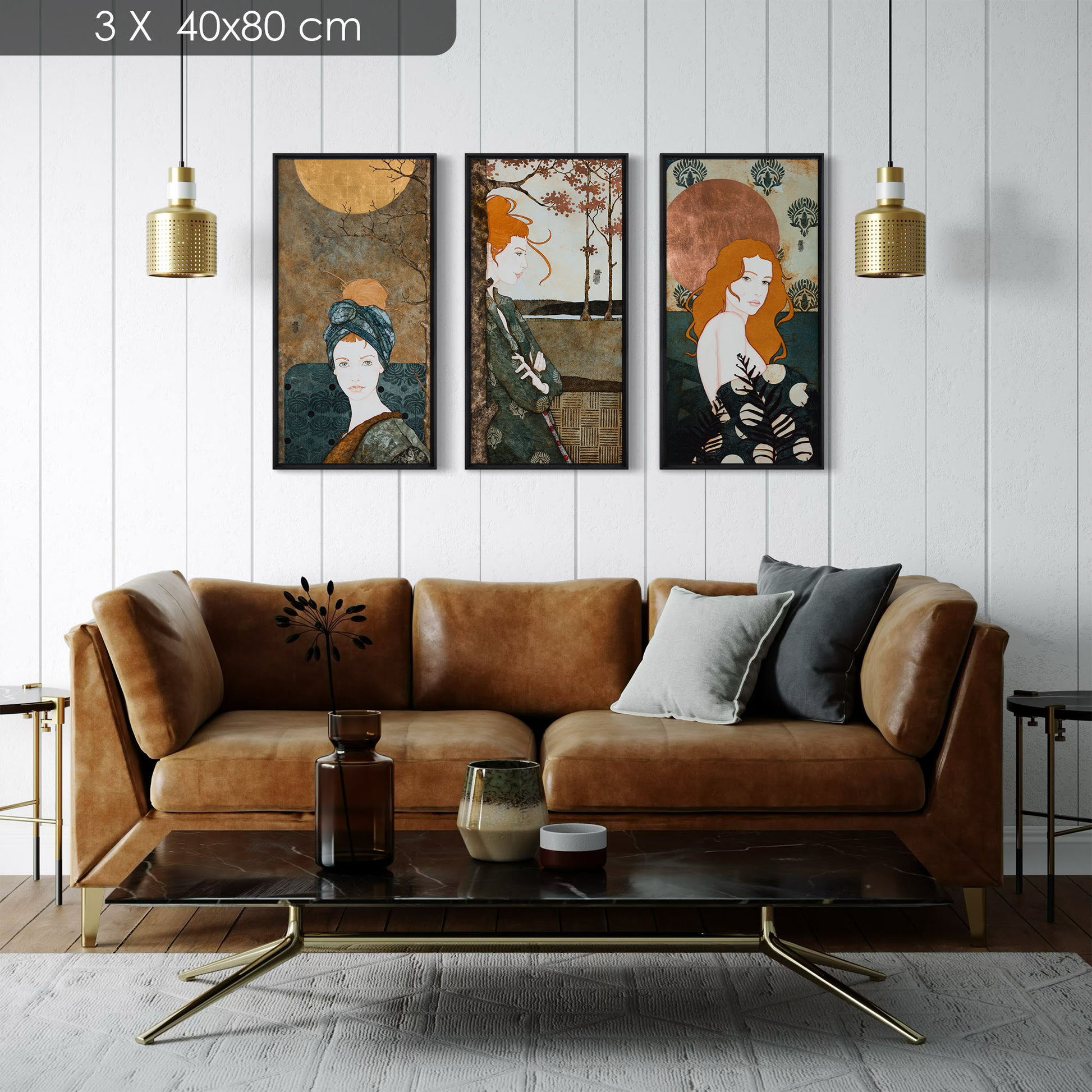 Triptyque lalou_kraffe_portrait_feminin 30*60 et 40*80