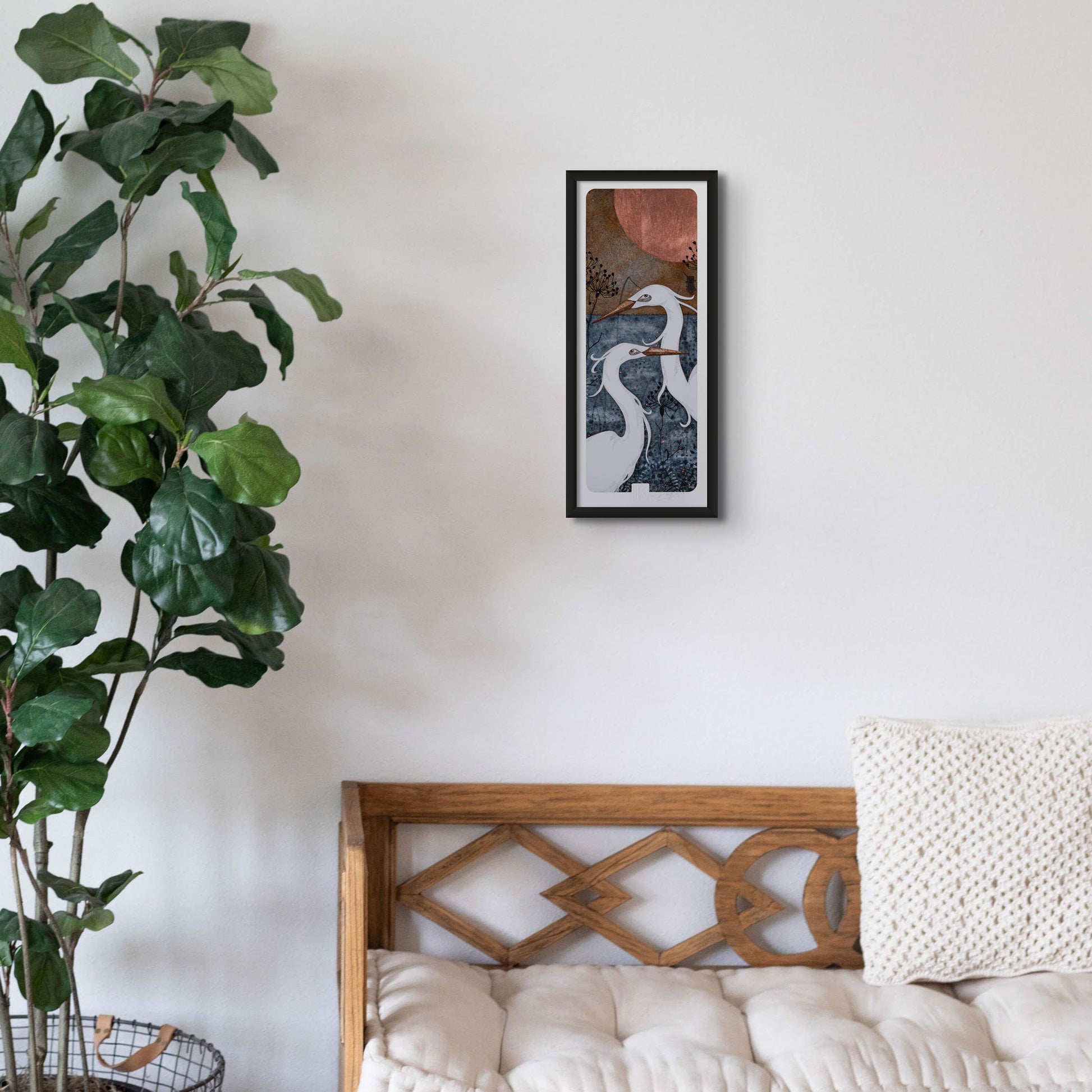 Aigrettes, nature, japonisant, Lalou Kraffe, Bretagne, Normandie, figuratif