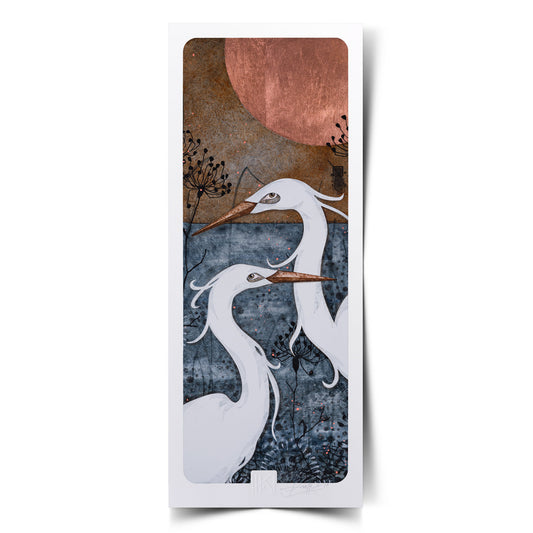 Aigrettes, nature, japonisant, Lalou Kraffe, Bretagne, Normandie, figuratif