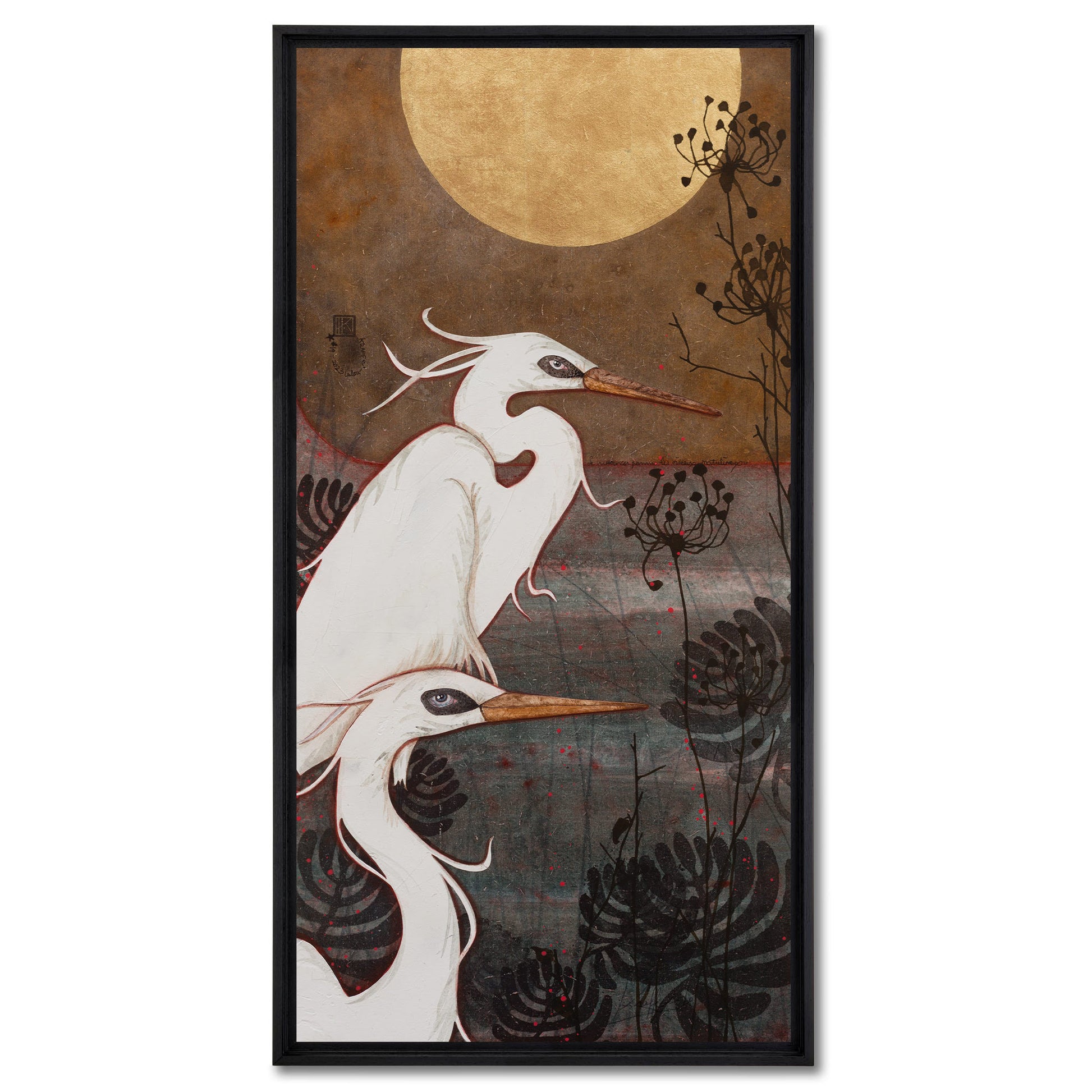 Aigrette, oiseau, japonisant, nature, Lalou Kraffe, galerie KLE en Bretagne et Normandie