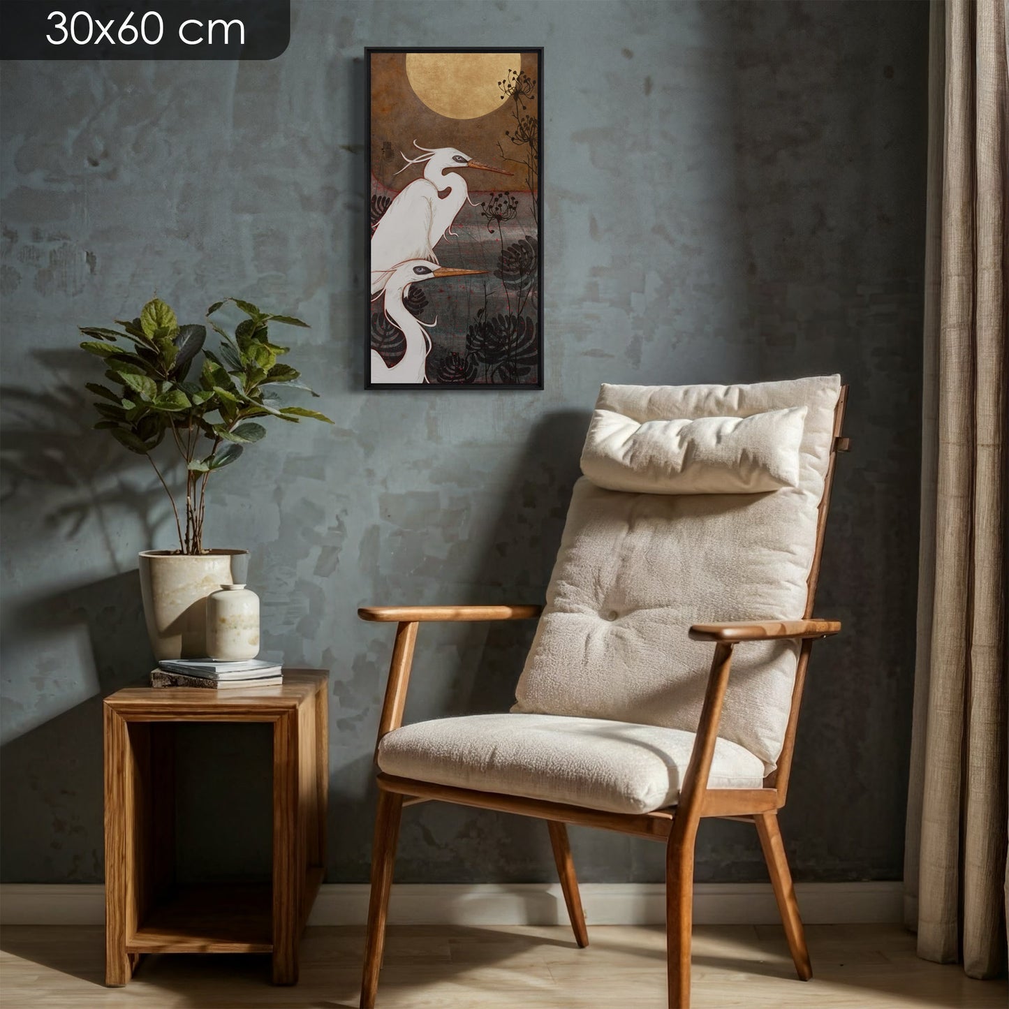 Aigrette, oiseau, japonisant, nature, Lalou Kraffe, galerie KLE en Bretagne et Normandie