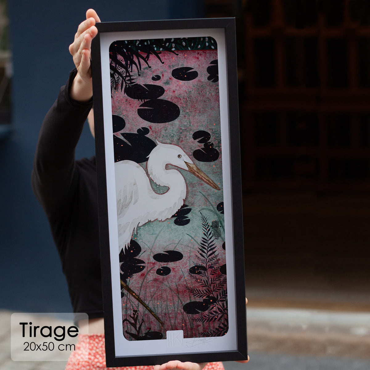 Aigrettes, nature, Lalou Kraffe, Normandie et Bretagne, estampe japonaise, peinture animalière