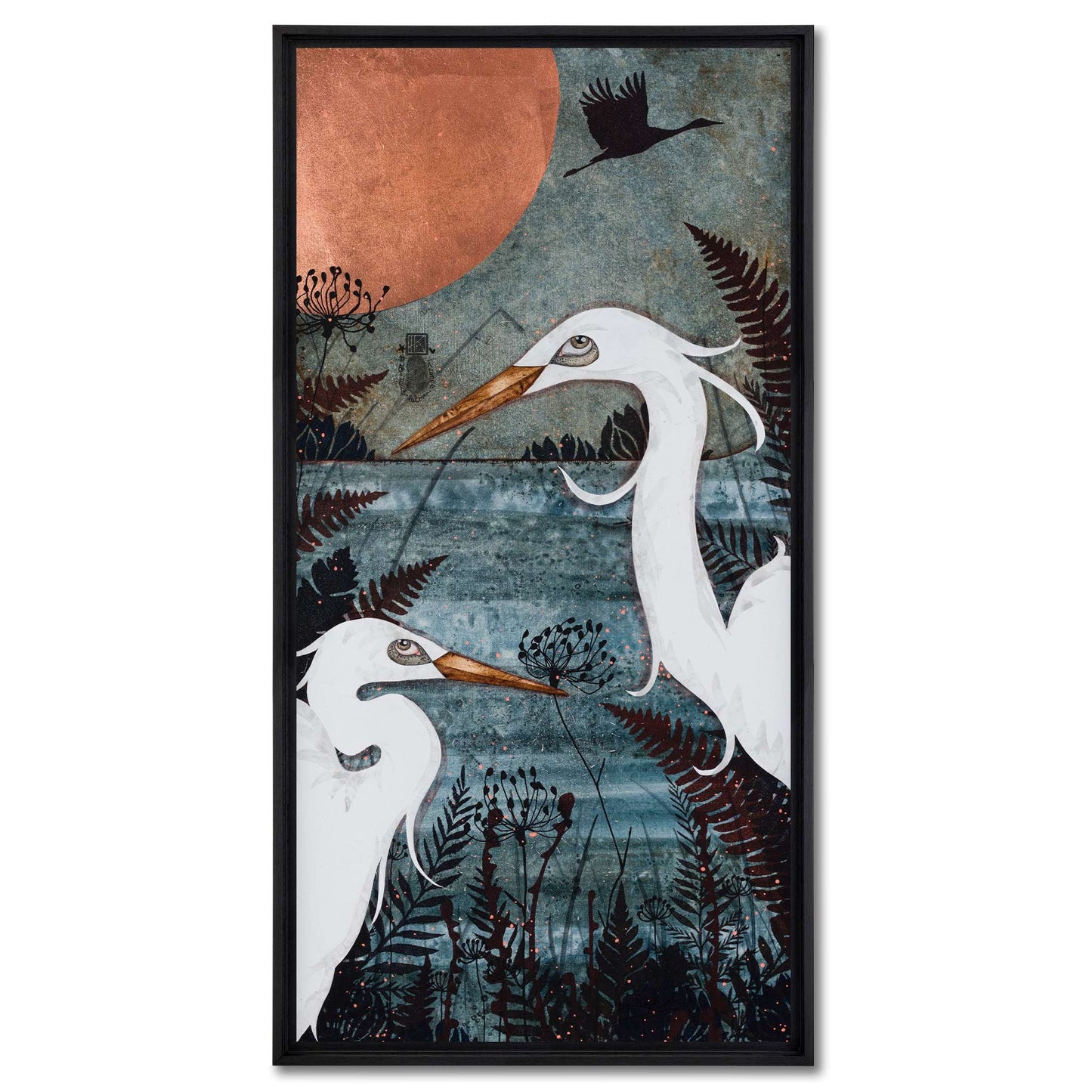 Aigrettes, oiseaux japonisants, nature, Lalou Kraffe, Galerie KLE à Auray, Pont-Aven et Honfleur