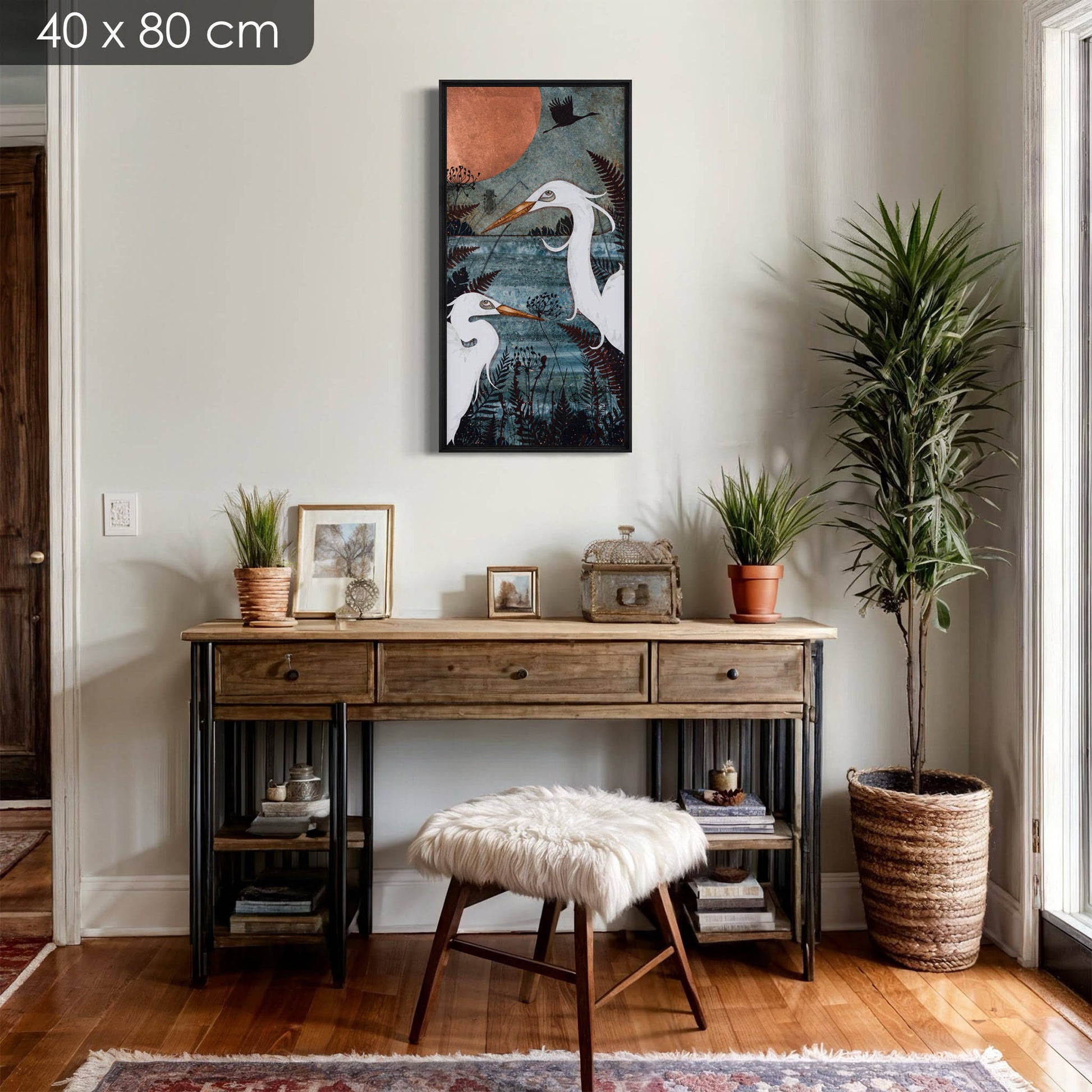 Aigrettes, oiseaux japonisants, nature, Lalou Kraffe, Galerie KLE à Auray, Pont-Aven et Honfleur