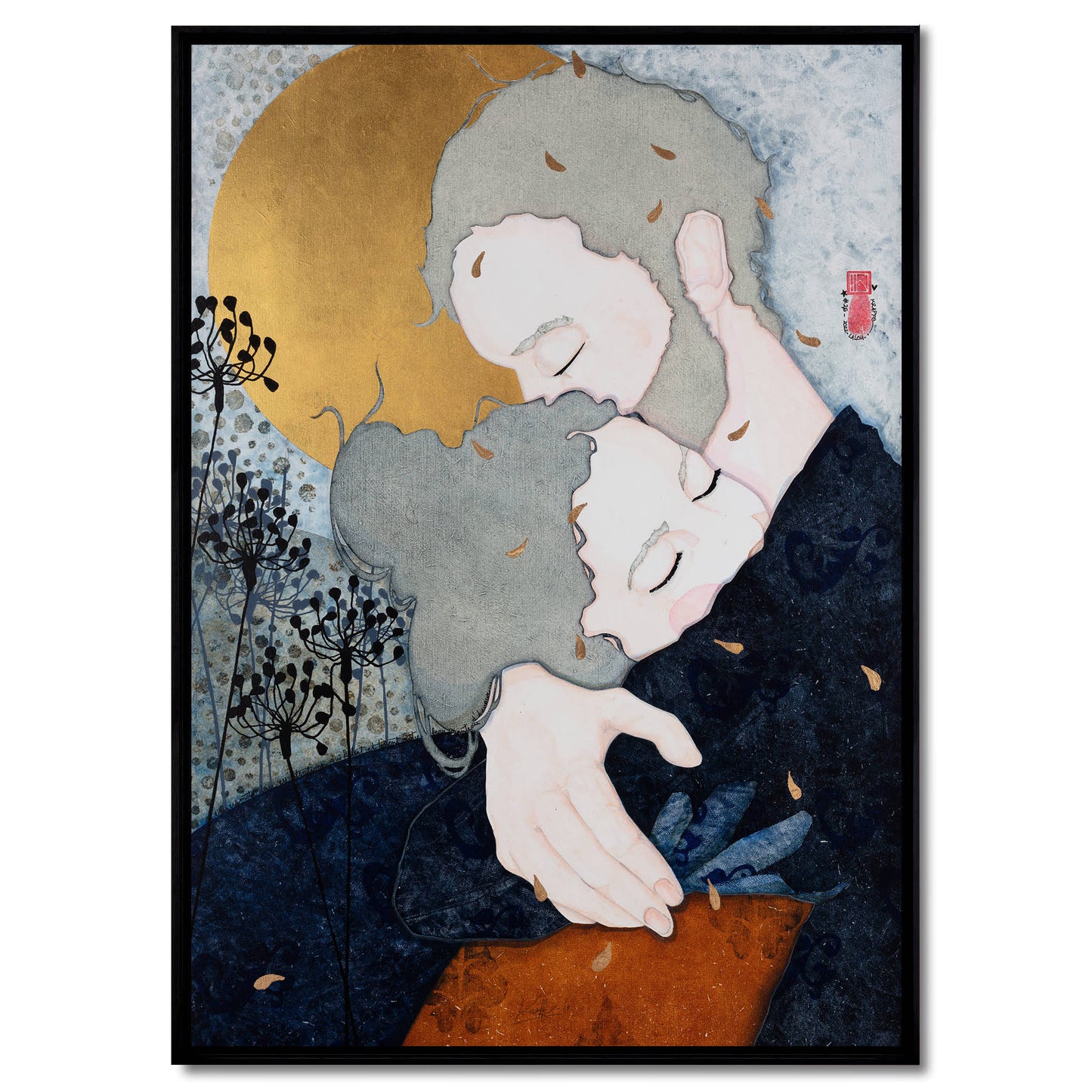 Amoureux, portraits, amour, douceur et poésie, couple de Lalou Kraffe à la Galerie KLE à Auray, Honfleur et Pont-Aven