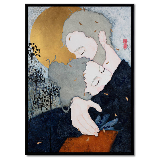 Amoureux, portraits, amour, douceur et poésie, couple de Lalou Kraffe à la Galerie KLE à Auray, Honfleur et Pont-Aven