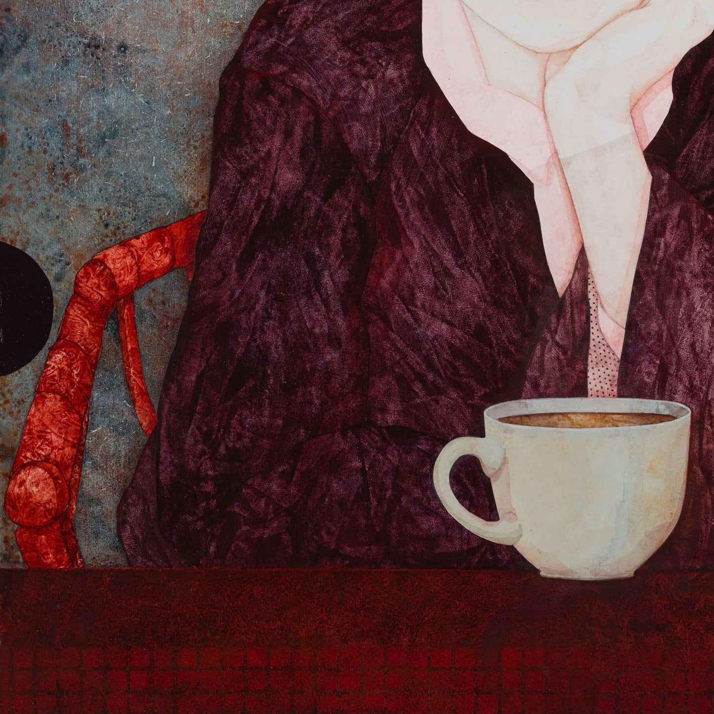 Portrait de femme moderne et figuratif, arts décoratifs, nature et tranquillité poétique en Normandie et Bretagne, peinture originale, artiste féminine