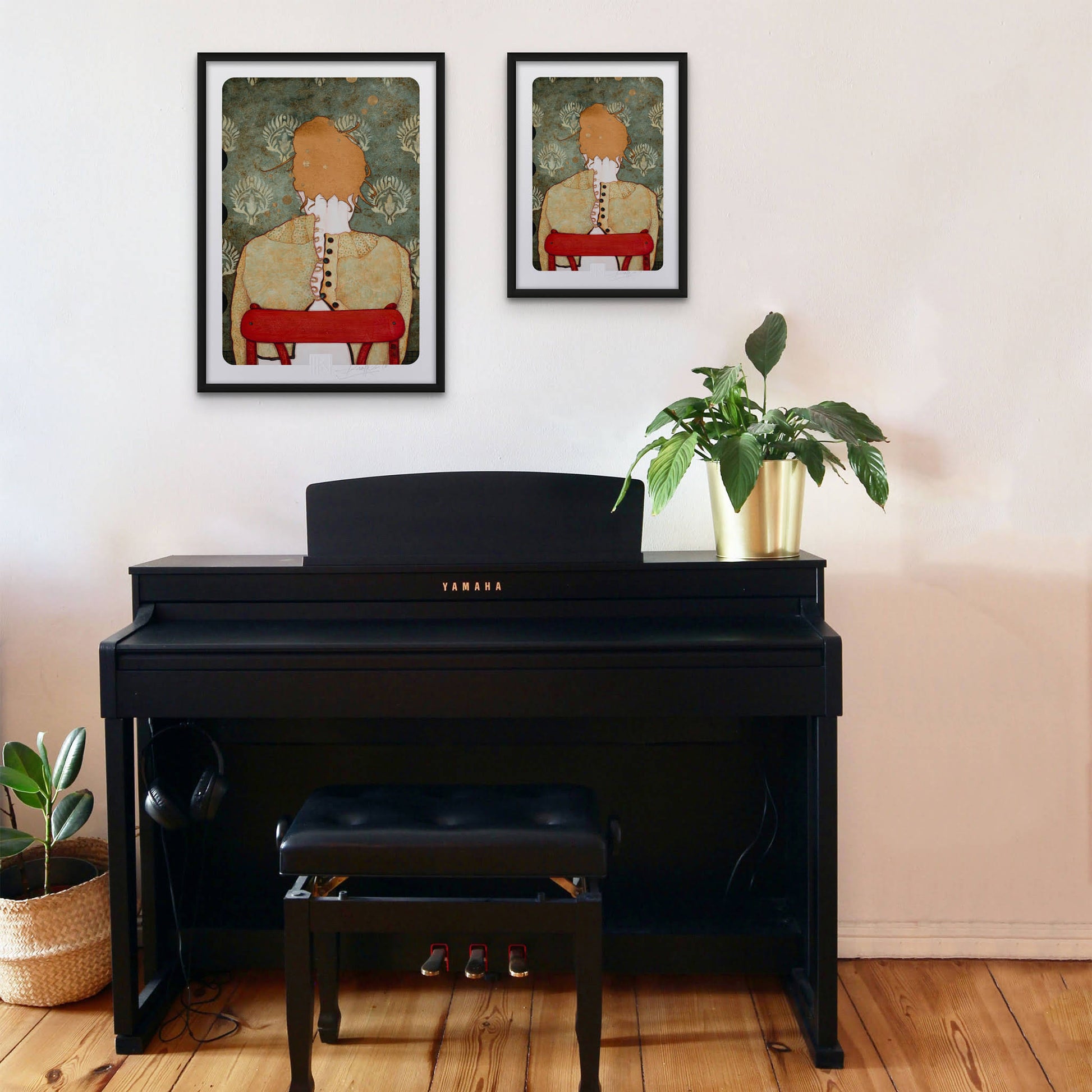 Peinture originale, portrait féminin, sécession viennoise, beauté, décoratif et figuratif, artiste féminine