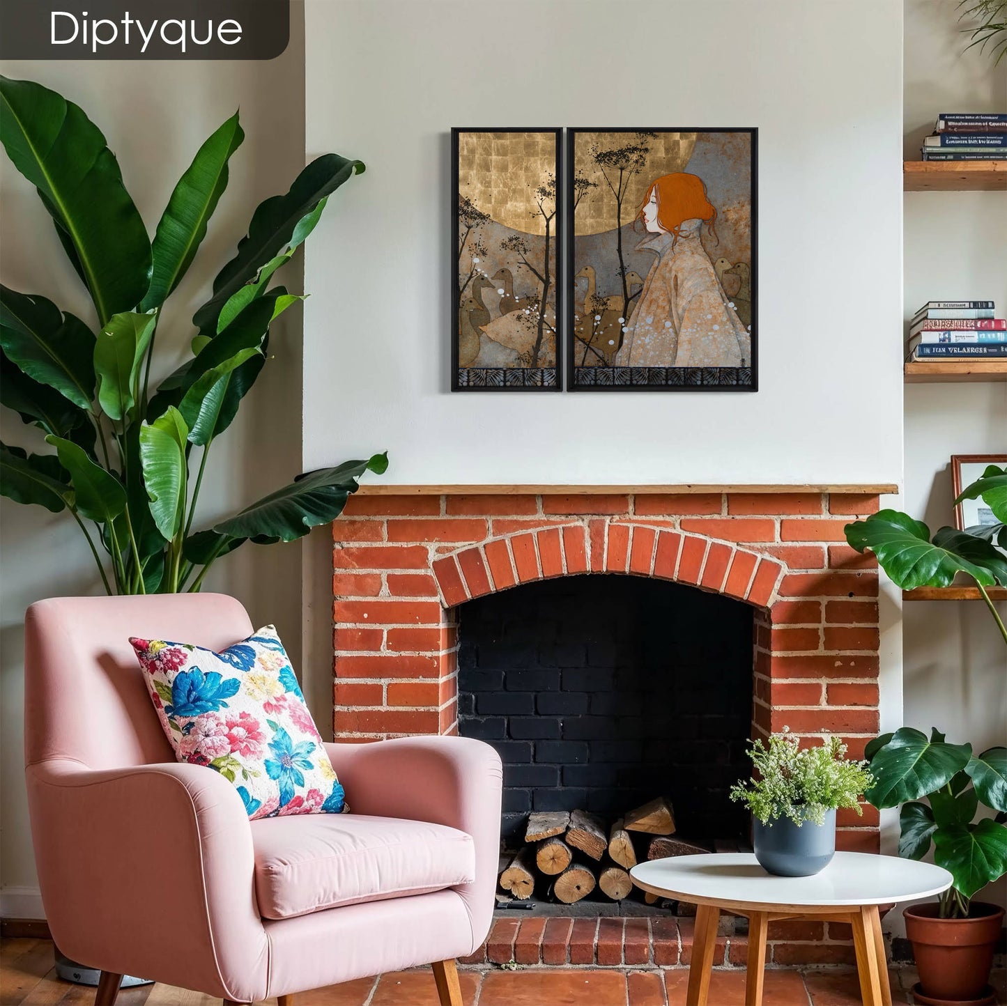Portrait féminin poétique, poésie d’une artiste femme peintre, figuratif et décoratif, inspirée de l’art nouveau en Normandie et Bretagne