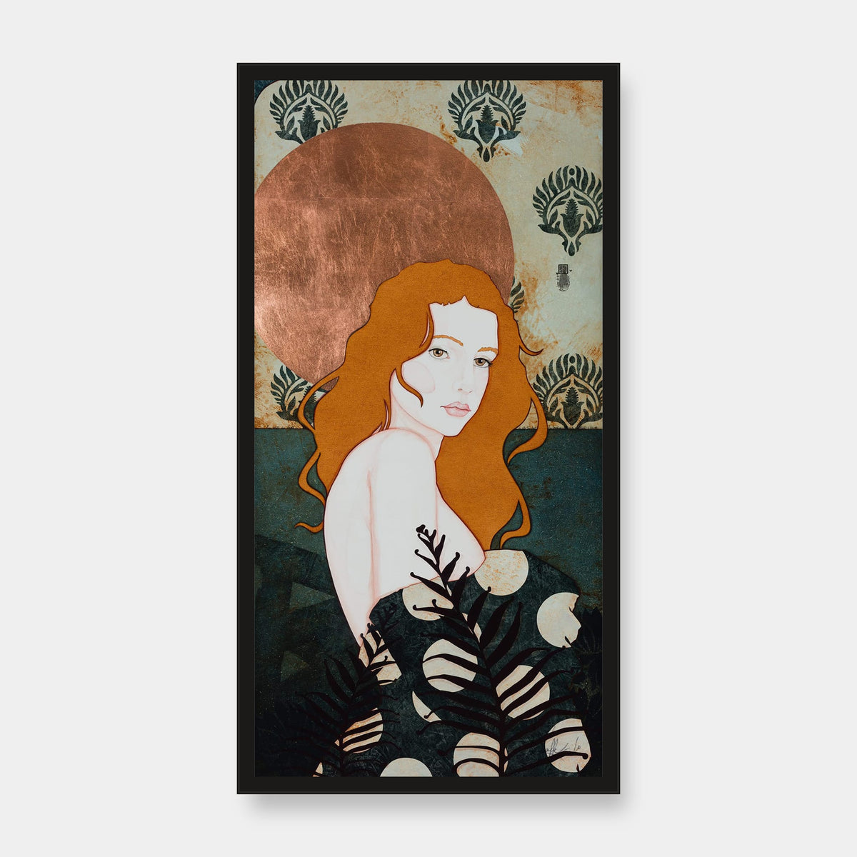 « Du bout des doigts, si elle touchait les fougères, elles se mettaient à danser » — édition d’art 30 × 60 cm avec cadre noir — vue de face