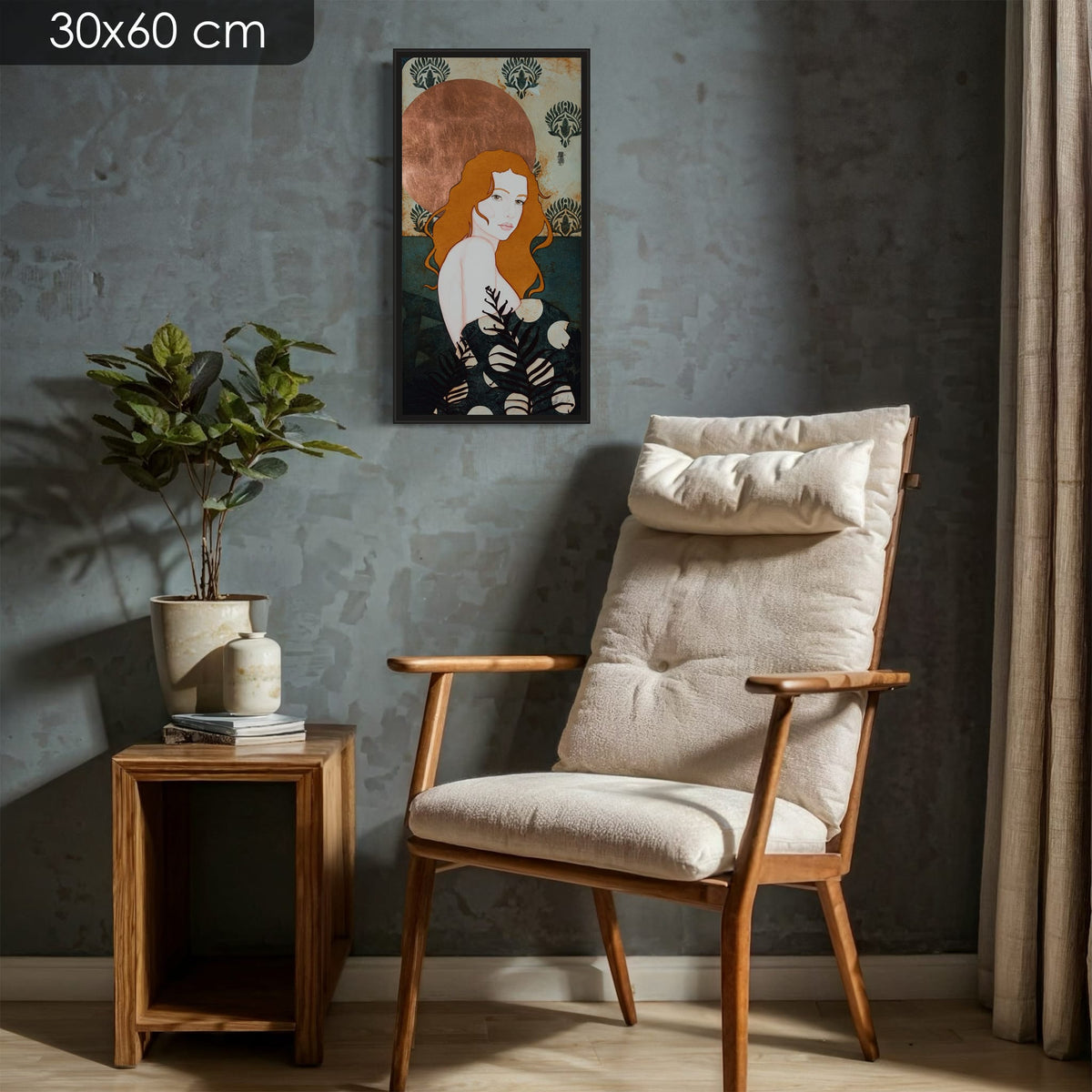 « Du bout des doigts, si elle touchait les fougères, elles se mettaient à danser » — édition d’art 30 × 60 cm avec cadre noir — mise en situation