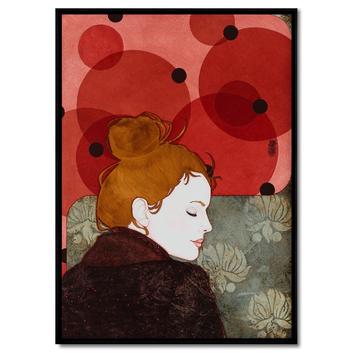 Élégant portrait féminin, coquetterie, de Lalou Kraffe à Galerie KLE, Normandie, Bretagne