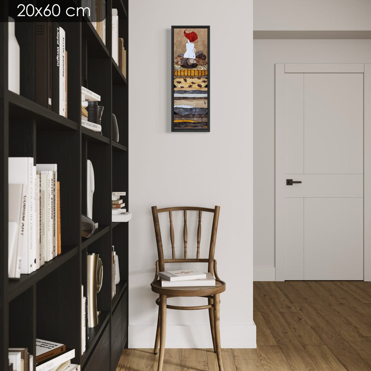 « Encore une fois, je veux jouer avec toi, ma belle, ma douceur... » — série limitée 20 × 60 cm, caisse américaine Madison noire — bibliotheque — Lalou Kraffe