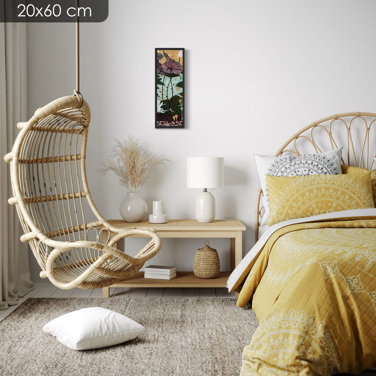 Et les grenouilles chatouillaient mes sens... plaisir indescriptible... — série limitée 20 × 60 cm, caisse américaine Madison noire — chambre — Lalou Kraffe