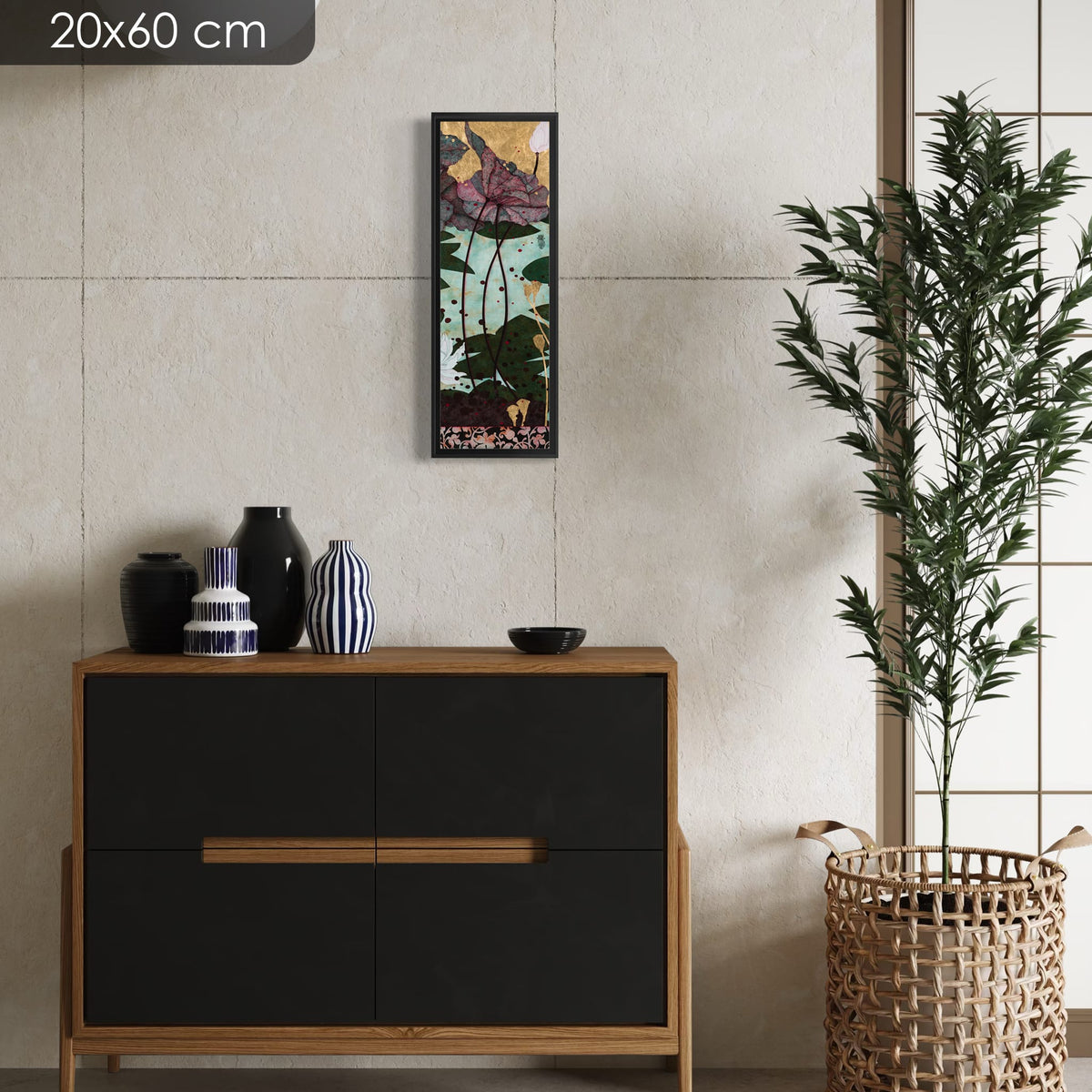 Et les grenouilles chatouillaient mes sens... plaisir indescriptible... — série limitée 20 × 60 cm, caisse américaine Madison noire — console — Lalou Kraffe