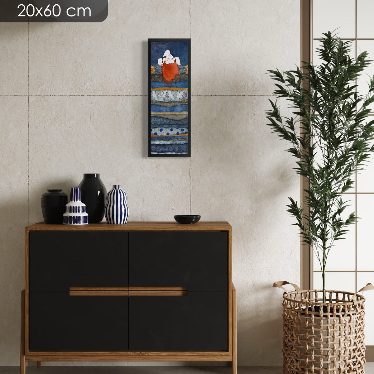« Et puis tu m'as offert ton cou... » — série limitée 20 × 60 cm, caisse américaine Madison noire — console — Lalou Kraffe