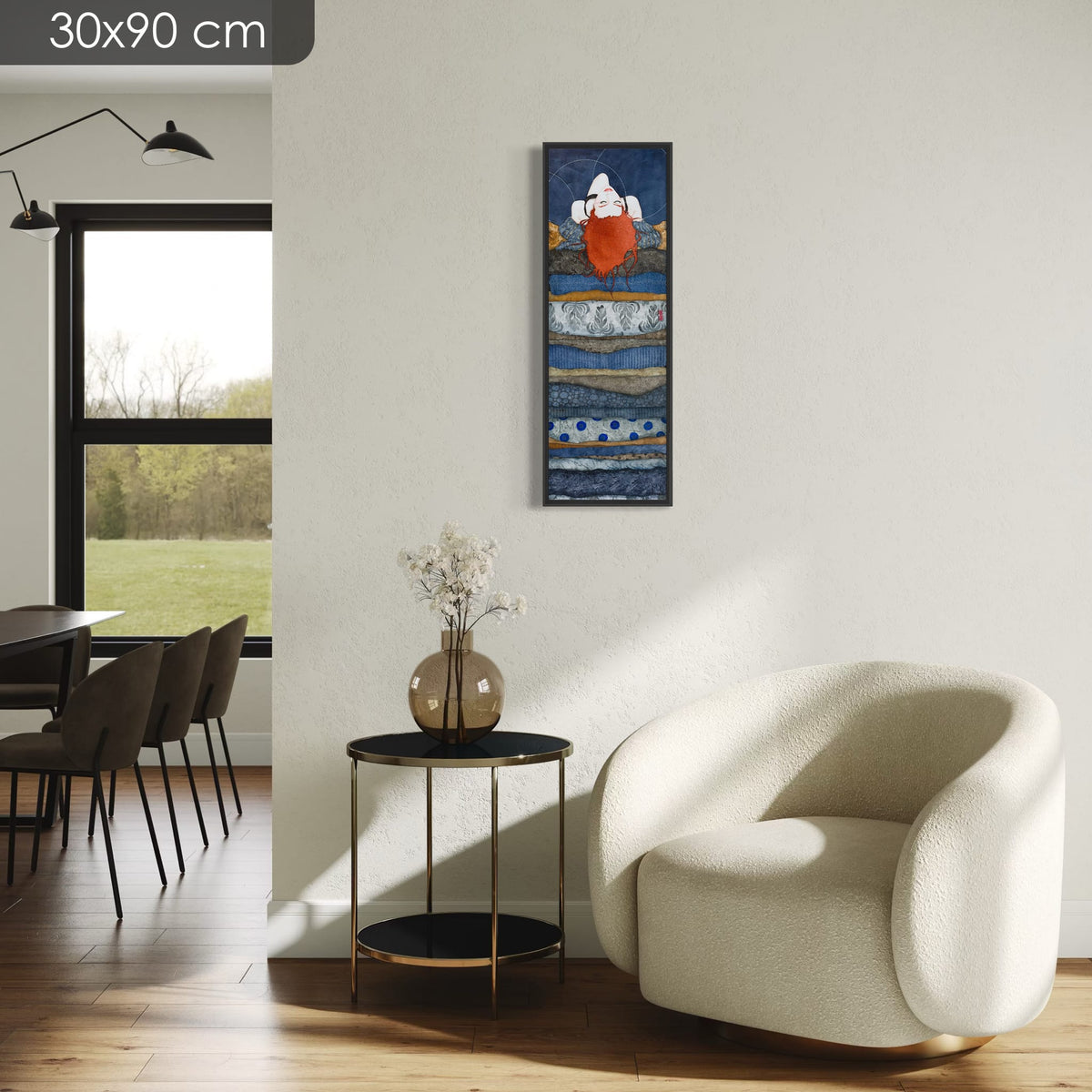 « Et puis tu m'as offert ton cou... » — série limitée 30 × 90 cm, caisse américaine Madison noire — fauteuil-clair — Lalou Kraffe