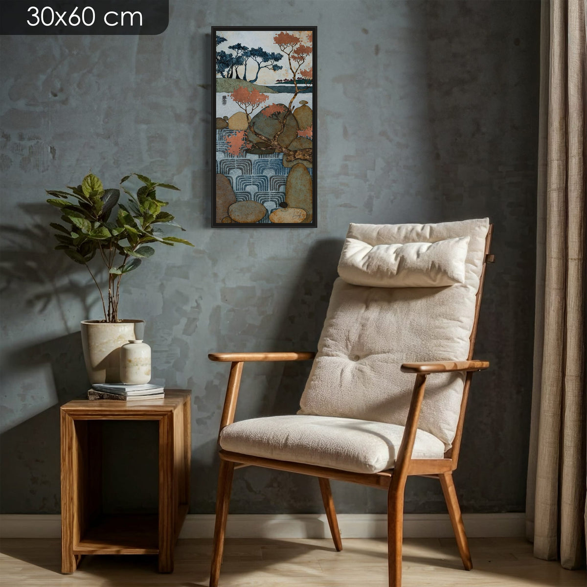 « Finalement, la contemplation est un précieux acquis... Source de tant de bonheur... » — édition d’art 30 × 60 cm avec cadre noir — mise en situation