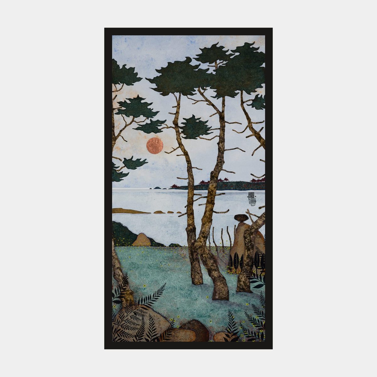 Au frais dans les fougères — édition d’art 30 × 60 cm avec cadre noir, vue de face