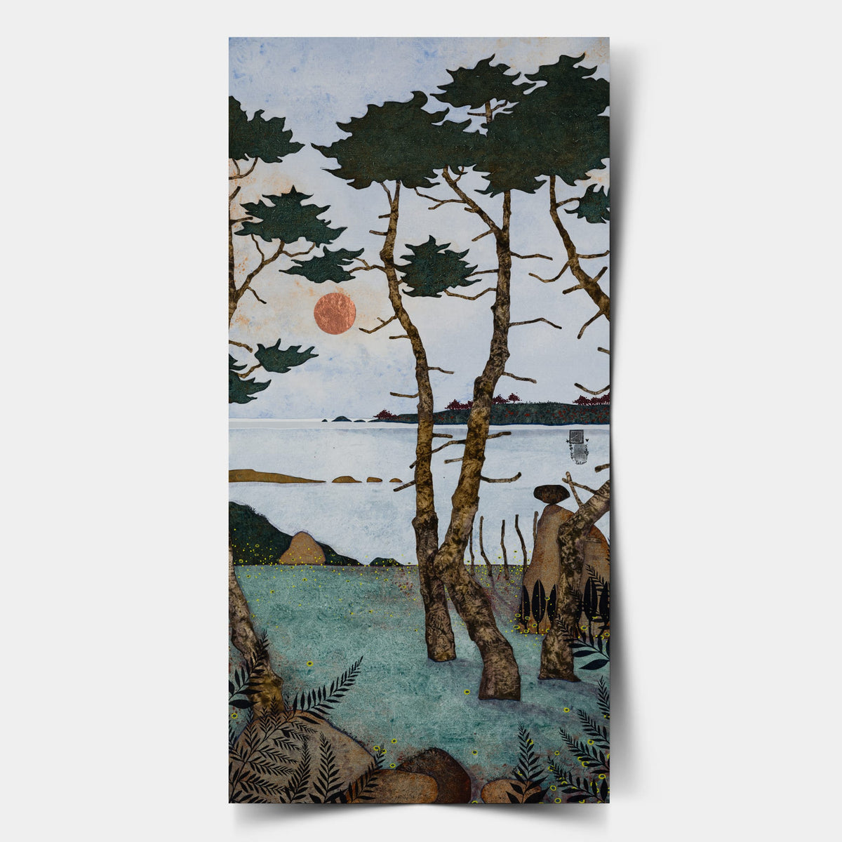 Allez viens poser tes fesses là... Juste à côté de moi... Au frais dans les fougères... Enivre-toi de pollen... Regarde les arbres danser... — édition d’art 30 × 60 cm, tirage seul, gabarit de présentation — Lalou Kraffe