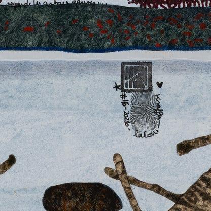 Au frais dans les fougères — signature, sceau et empreinte de Lalou Kraffe