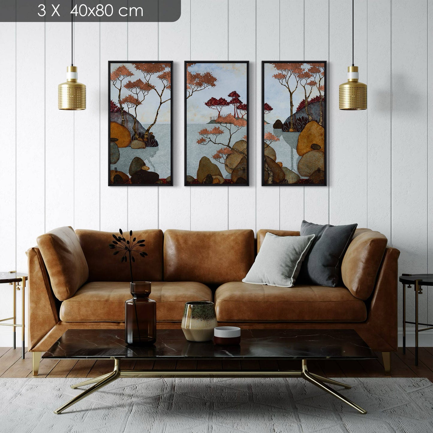 triptyque Paysage japonisant 08A 30*60 et 4*80