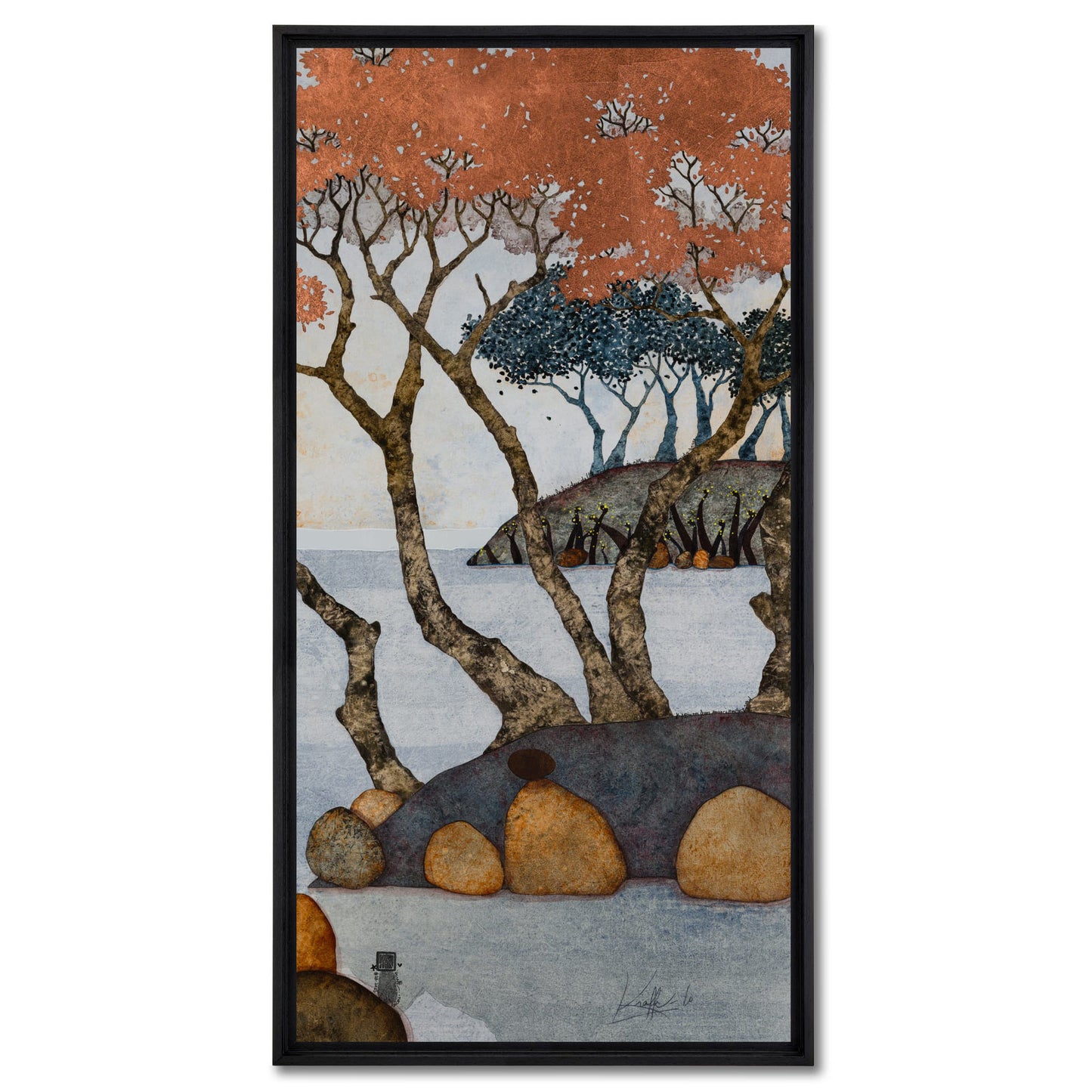 Galerie KLE, paysage japonisant hivernal, Lalou Kraffe, Honfleur, Auray et Pont-Aven