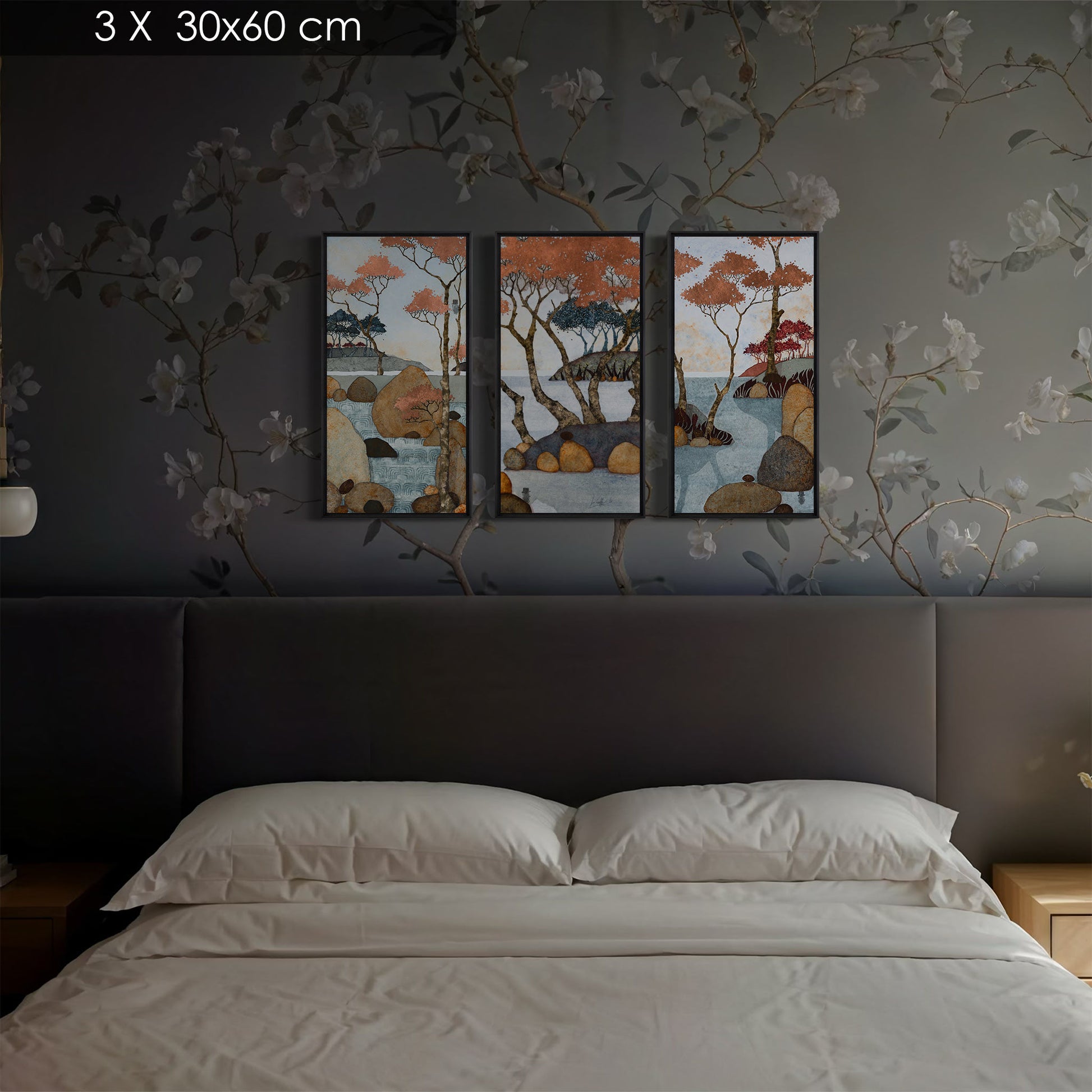 Galerie KLE, paysage japonisant hivernal, Lalou Kraffe, Honfleur, Auray et Pont-Aven