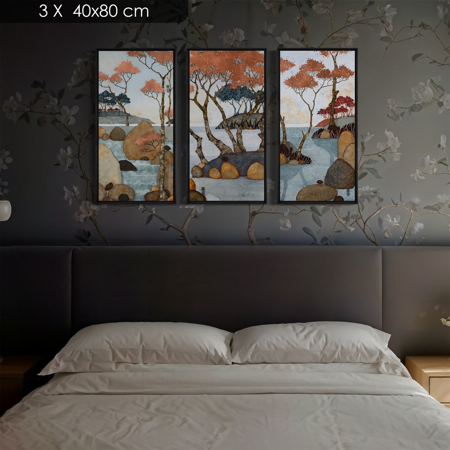 Galerie KLE, paysage japonisant hivernal, Lalou Kraffe, Honfleur, Auray et Pont-Aven