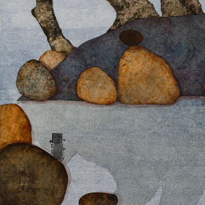 détail paysage japonisant tableau original Lalou Kraffe, Bretagne et normandie