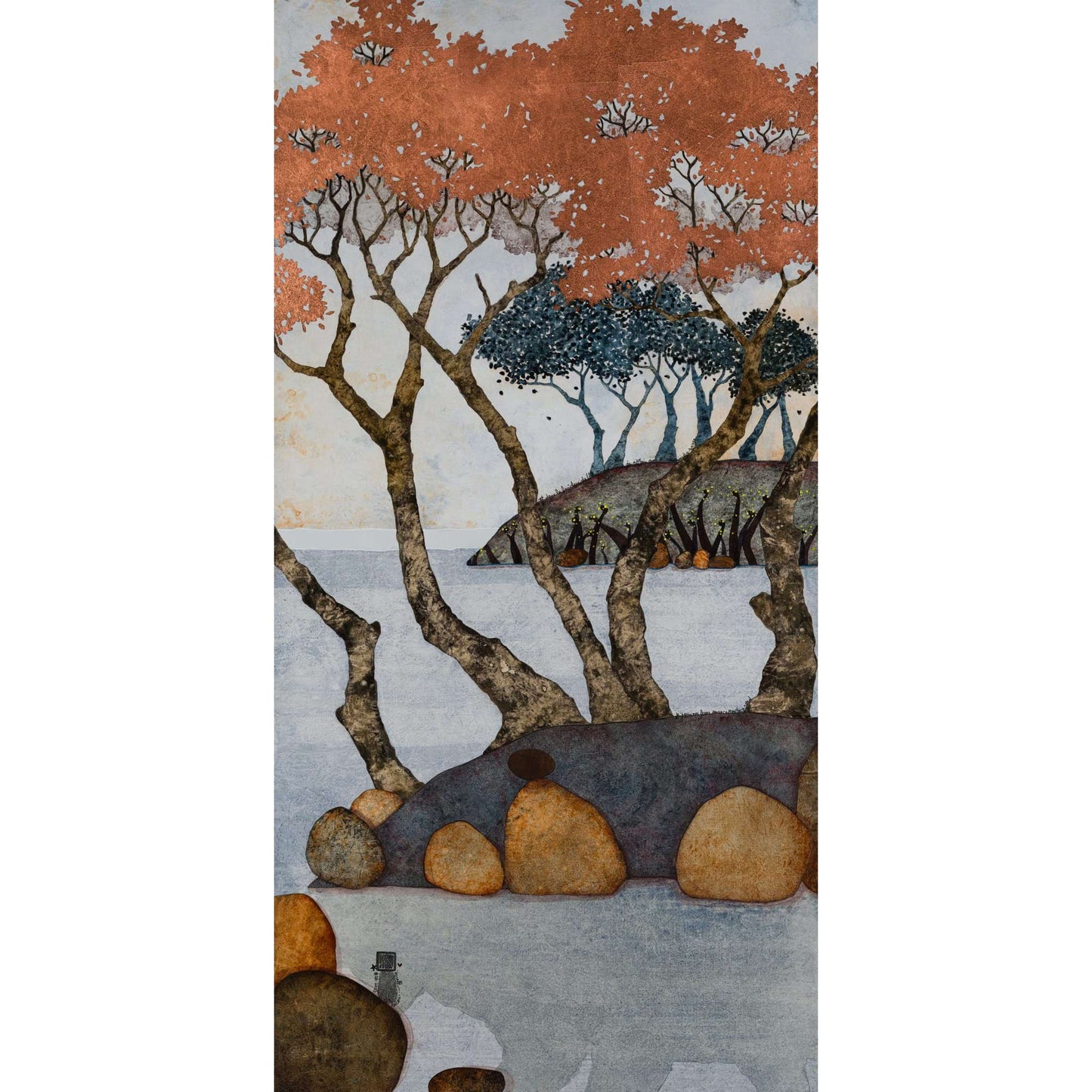 paysage japonisant tableau original Lalou Kraffe