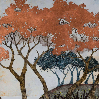 détail paysage japonisant tableau original Lalou Kraffe
