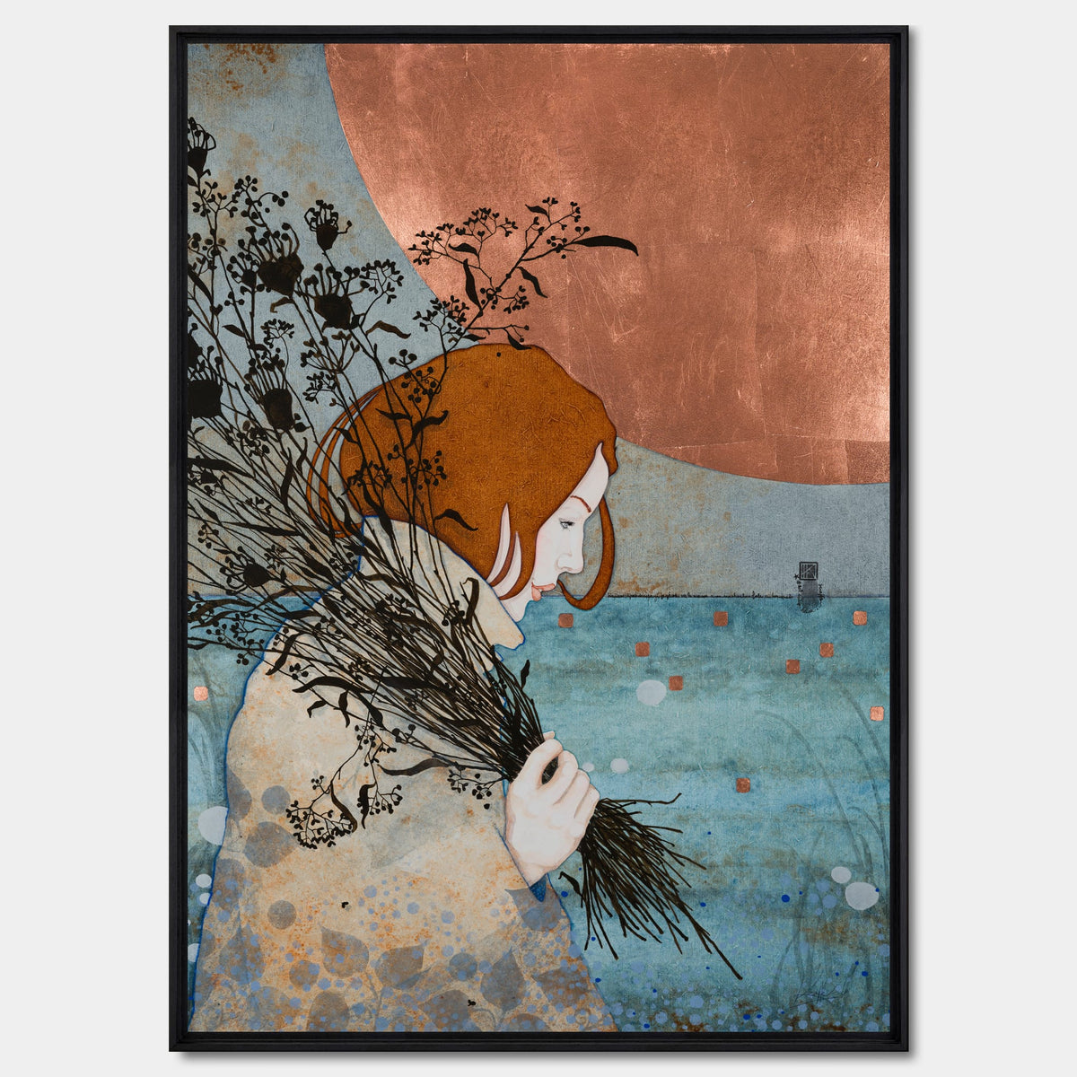 Heureuse, à pas de velours — portrait en série limitée 50 × 70 cm, caisse américaine Madison noire
